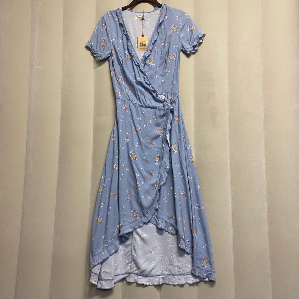 Faherty Women’s Camilla Wrap Dress XS Floral Ruffle Trim Feminine Dainty NWT